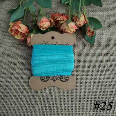 5 jardi 15 mm vienkrāsains, spīdīgs salocījums pāri elastīgai FOE spandeksa lentei bērniem matu kaklasaites galvas saite Lente mežģīņu apdares šūšana