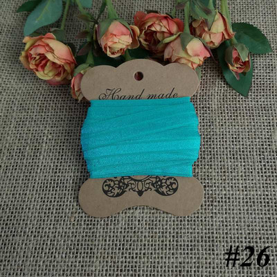 5 jardi 15 mm vienkrāsains, spīdīgs salocījums pāri elastīgai FOE spandeksa lentei bērniem matu kaklasaites galvas saite Lente mežģīņu apdares šūšana