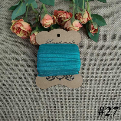 5 jardi 15 mm vienkrāsains, spīdīgs salocījums pāri elastīgai FOE spandeksa lentei bērniem matu kaklasaites galvas saite Lente mežģīņu apdares šūšana