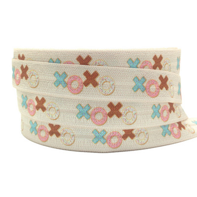 Valentīndiena, 10 jardi, 16 mm mīlestības sirds, apdrukāta, salokāma pāri elastīgai DIY galvas valkāšanai FOE lente meitenēm rokassprādzes šūšanas aksesuārs