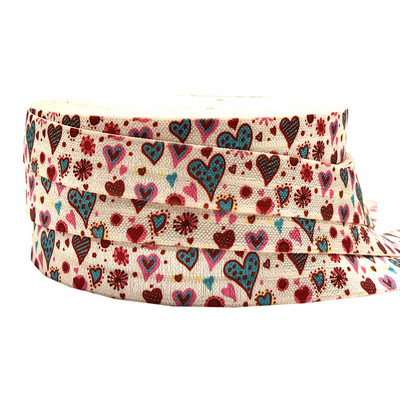 Valentīndiena, 10 jardi, 16 mm mīlestības sirds, apdrukāta, salokāma pāri elastīgai DIY galvas valkāšanai FOE lente meitenēm rokassprādzes šūšanas aksesuārs