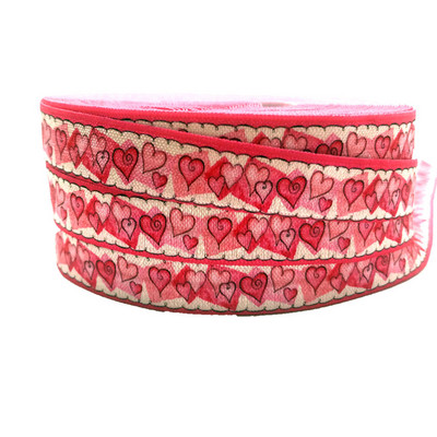 Valentīndiena, 10 jardi, 16 mm mīlestības sirds, apdrukāta, salokāma pāri elastīgai DIY galvas valkāšanai FOE lente meitenēm rokassprādzes šūšanas aksesuārs