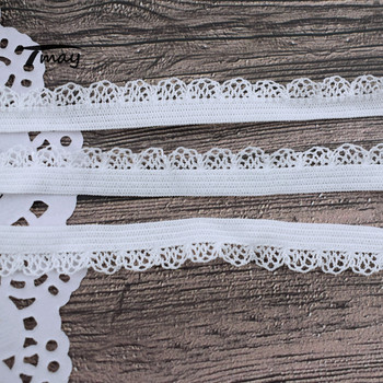 #1597 Класически модел Еластични ленти Бяла дъвка Лента с волани Дантелена панделка Подстригване 8 ярда/партида Направи си сам Дрехи Бельо за момиченца Ленти за коса