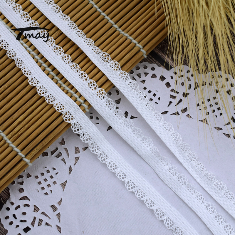 #1597 Klasisks raksts Elastīgas lentes White Gum Band volānveida mežģīņu lente Apgriešana 8 jardi/daudz diy Apģērbu apakšveļa Meiteņu mazuļu matu lentes