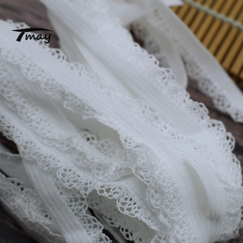 #1597 Klasisks raksts Elastīgas lentes White Gum Band volānveida mežģīņu lente Apgriešana 8 jardi/daudz diy Apģērbu apakšveļa Meiteņu mazuļu matu lentes