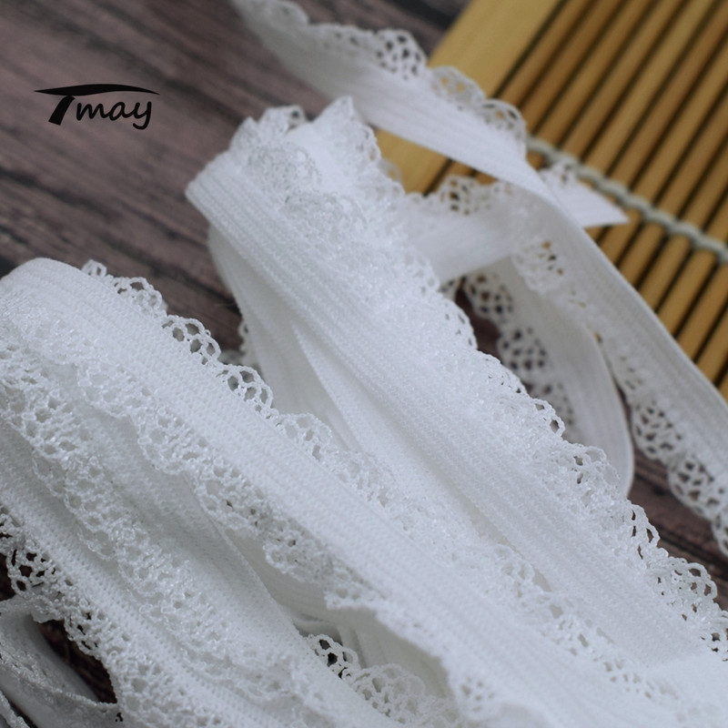 #1597 Klasisks raksts Elastīgas lentes White Gum Band volānveida mežģīņu lente Apgriešana 8 jardi/daudz diy Apģērbu apakšveļa Meiteņu mazuļu matu lentes