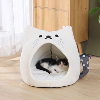Νέο ζεστό κρεβάτι γάτας Άνετο καλάθι για γατάκια Μαξιλάρι ξαπλώστρας για γάτες Μικρό σπιτάκι για σκύλους Πολύ μαλακό χαλάκι για κατοικίδια για γάτες που πλένονται βελούδινα κρεβάτια με σκηνή σε σπήλαιο