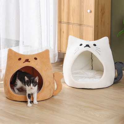 Νέο ζεστό κρεβάτι γάτας Άνετο καλάθι για γατάκια Μαξιλάρι ξαπλώστρας για γάτες Μικρό σπιτάκι για σκύλους Πολύ μαλακό χαλάκι για κατοικίδια για γάτες που πλένονται βελούδινα κρεβάτια με σκηνή σε σπήλαιο