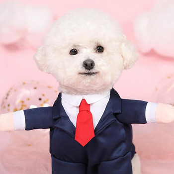 Νυφικό για σκύλους Δημιουργικό επίσημο σμόκιν με κόκκινο παπιγιόν Σκύλος στολή για μικρομεσαίους σκύλους Παπιγιόν για σκύλους για πάρτι γάμου