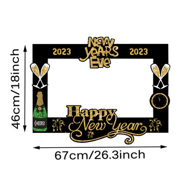 1bag 2023 Happy New Year Balloon Photo Booth Props Μπουκάλι σαμπάνιας Χείλος σε ραβδί Διακόσμηση πρωτοχρονιάτικων φωτογραφικών σκηνικών για πάρτι