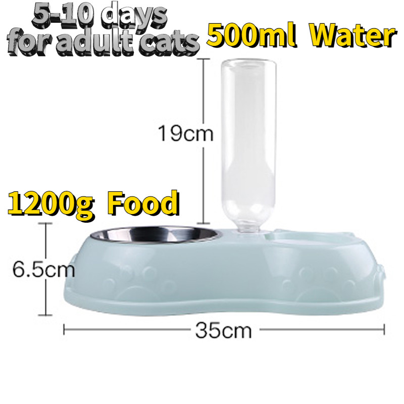 Suņu bļoda kaķu padeves bļoda ar suņa ūdens pudeli automātiska dzeramā mājdzīvnieka bļoda kaķu barības bļoda mājdzīvnieku nerūsējošā tērauda dubultā bļoda