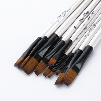 12 τμχ νάιλον μαλλιά ξύλινη λαβή ακουαρέλα πινέλο στυλό για εκμάθηση Diy Oil Acrylic Painting Art Paint Paint Brushes Supplies