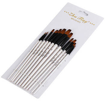 12 τμχ νάιλον μαλλιά ξύλινη λαβή ακουαρέλα πινέλο στυλό για εκμάθηση Diy Oil Acrylic Painting Art Paint Paint Brushes Supplies