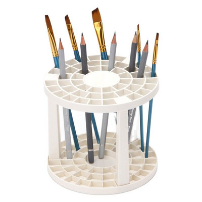 New Portable 49 Holes Paint Brush Pen Holder Watercolor Paint Brush Holder Stand Painting Supplies for Students Desk Organizer