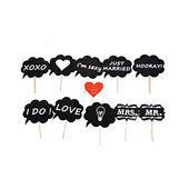 11 gab. DIY melnas kartes tāfeles kociņi kāzu foto kabīnes rekvizīti Red love DIY fotogrāfija Photobooth kāzu ballītes dekorēšana