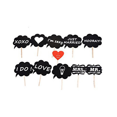 11 gab. DIY melnas kartes tāfeles kociņi kāzu foto kabīnes rekvizīti Red love DIY fotogrāfija Photobooth kāzu ballītes dekorēšana