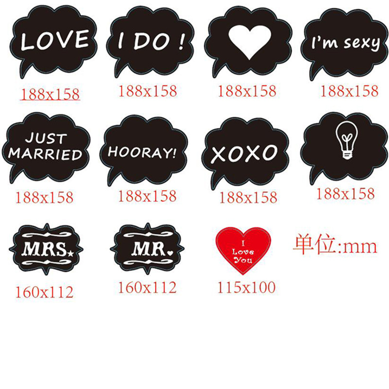 11 gab. DIY melnas kartes tāfeles kociņi kāzu foto kabīnes rekvizīti Red love DIY fotogrāfija Photobooth kāzu ballītes dekorēšana