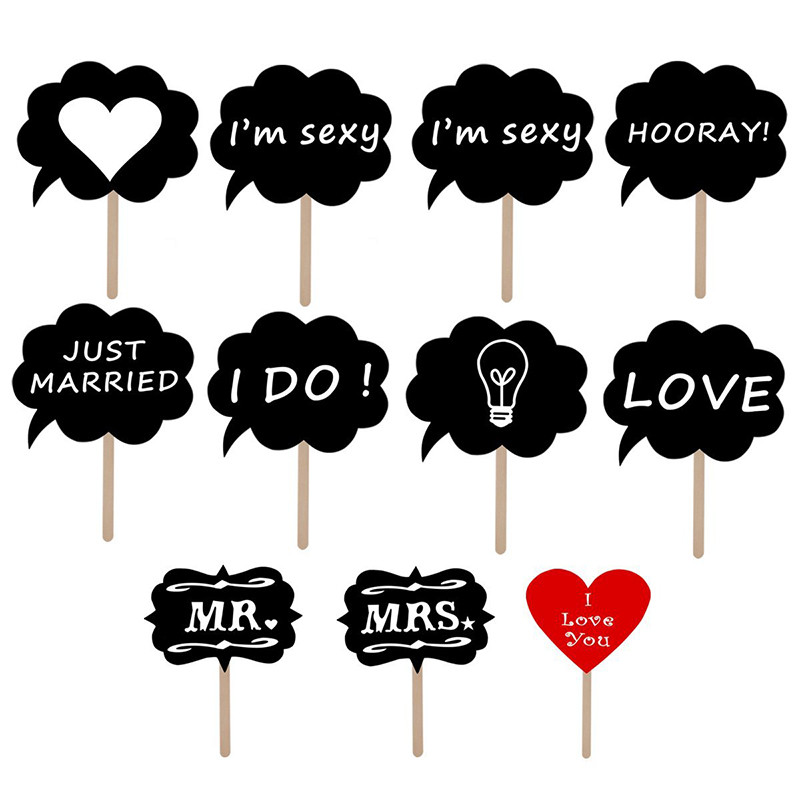 11 gab. DIY melnas kartes tāfeles kociņi kāzu foto kabīnes rekvizīti Red love DIY fotogrāfija Photobooth kāzu ballītes dekorēšana