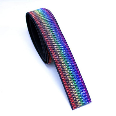 2,5 CM Augstas kvalitātes un izturīgas bikses svārku jostas automašīnas dekorācijas krāsa zelta un sudraba stieples gumijas lente