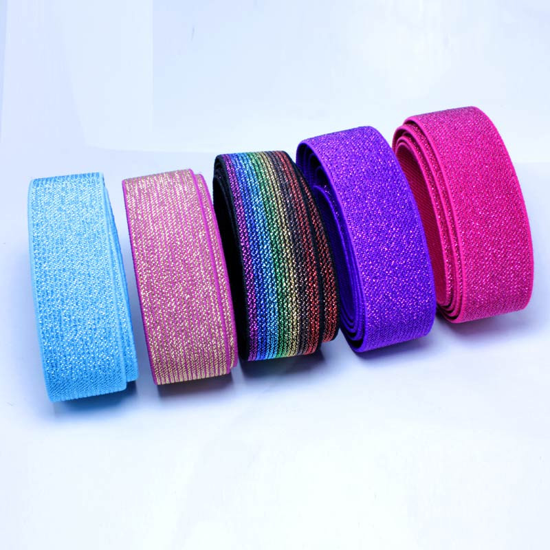 2,5 CM Augstas kvalitātes un izturīgas bikses svārku jostas automašīnas dekorācijas krāsa zelta un sudraba stieples gumijas lente