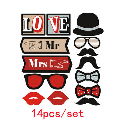 Szórakoztató esküvői dekoráció Photo Booth kellékek DIY Mrs Mrs Mask Szemüvegek Fotófülke kellékek Fotókiegészítők Esküvői rendezvények party dekoráció