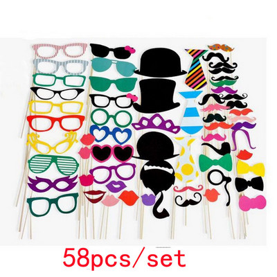 Szórakoztató esküvői dekoráció Photo Booth kellékek DIY Mrs Mrs Mask Szemüvegek Fotófülke kellékek Fotókiegészítők Esküvői rendezvények party dekoráció