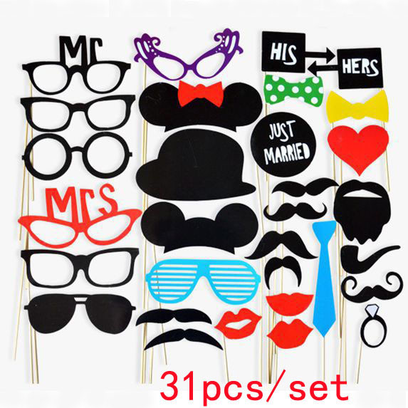 Szórakoztató esküvői dekoráció Photo Booth kellékek DIY Mrs Mrs Mask Szemüvegek Fotófülke kellékek Fotókiegészítők Esküvői rendezvények party dekoráció