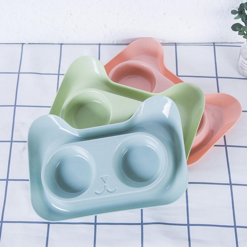 Mājdzīvnieku suņu kaķu nerūsējošā tērauda dubultā bļoda, necaurlaidīga barība ūdens padevei Kaķu paplāte Rotaļu barības paplāte, neslīdoša Suņu piegādes karsta