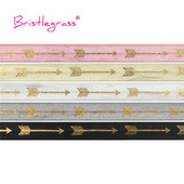 BISTLEGRASS 5 jardi 5/8 collu 15 mm zelta bultiņas folijas apdruka, salokāma pāri elastīgai FOE spandeksa satīna joslai galvas saite Tutu kleita, ko dari, šūšanas apdare