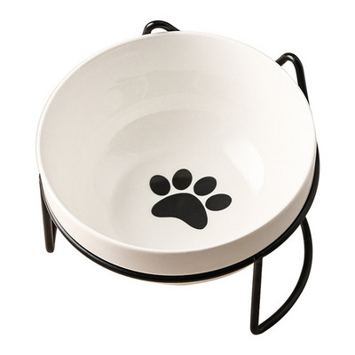 Poursweet Pet Cat Bowl kerámia 500 ml-es vízadagoló etetőedény-adagoló megemelt állvánnyal Kitten Puppy Fém tállal