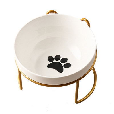 Poursweet Pet Cat Bowl kerámia 500 ml-es vízadagoló etetőedény-adagoló megemelt állvánnyal Kitten Puppy Fém tállal
