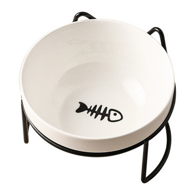 Poursweet Pet Cat Bowl kerámia 500 ml-es vízadagoló etetőedény-adagoló megemelt állvánnyal Kitten Puppy Fém tállal