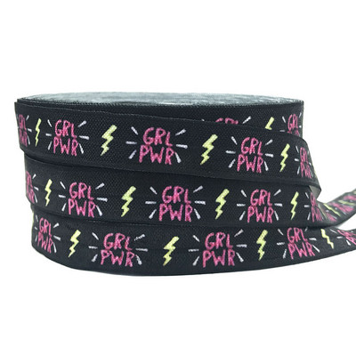 10Y Believe In Yourself Nyomtatás Hajts rá elasztikus 16 mm-es lány Power FOE szalag lánynak/egyszarvú hajnyakkendő DIY fejfedő hajkiegészítő