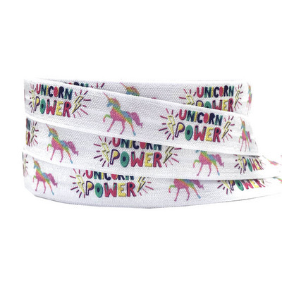 10Y Believe In Yourself Nyomtatás Hajts rá elasztikus 16 mm-es lány Power FOE szalag lánynak/egyszarvú hajnyakkendő DIY fejfedő hajkiegészítő