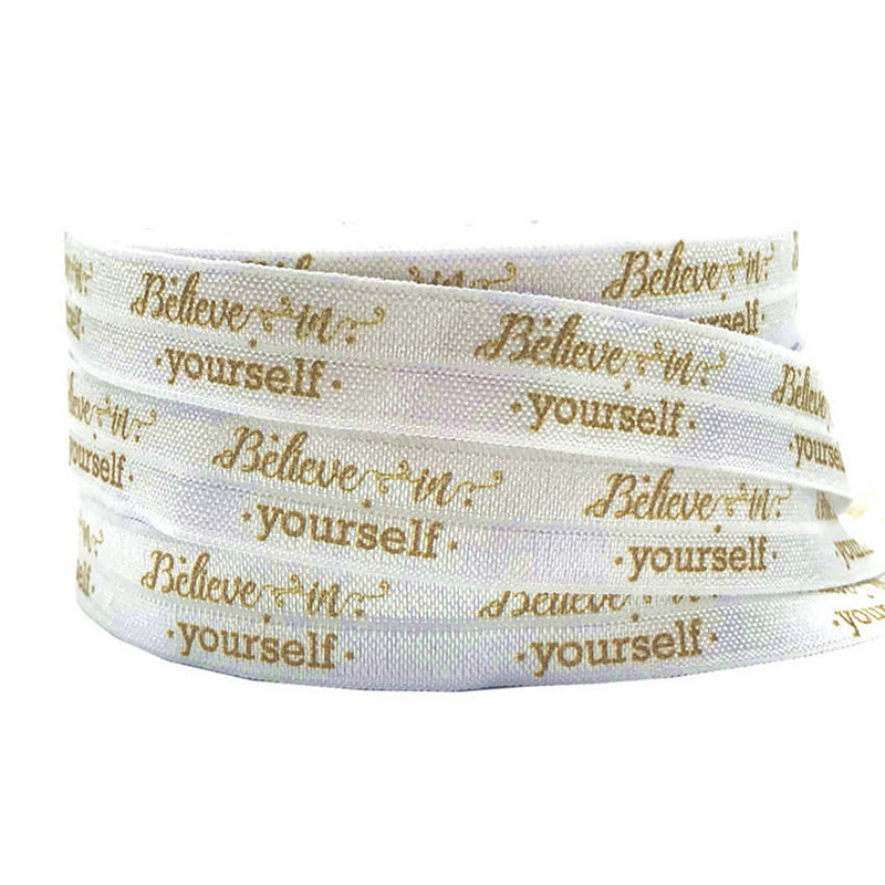 10Y Believe In Yourself Nyomtatás Hajts rá elasztikus 16 mm-es lány Power FOE szalag lánynak/egyszarvú hajnyakkendő DIY fejfedő hajkiegészítő