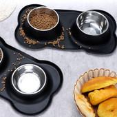 Kisállat kutyatál kiskutya macskaetetés rozsdamentes acél edény kisállat itatótál eledelelhelyezés kutyatartozékok túlcsordulásgátló étkészletek