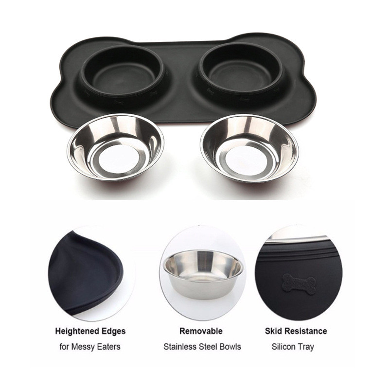 Kisállat kutyatál kiskutya macskaetetés rozsdamentes acél edény kisállat itatótál eledelelhelyezés kutyatartozékok túlcsordulásgátló étkészletek