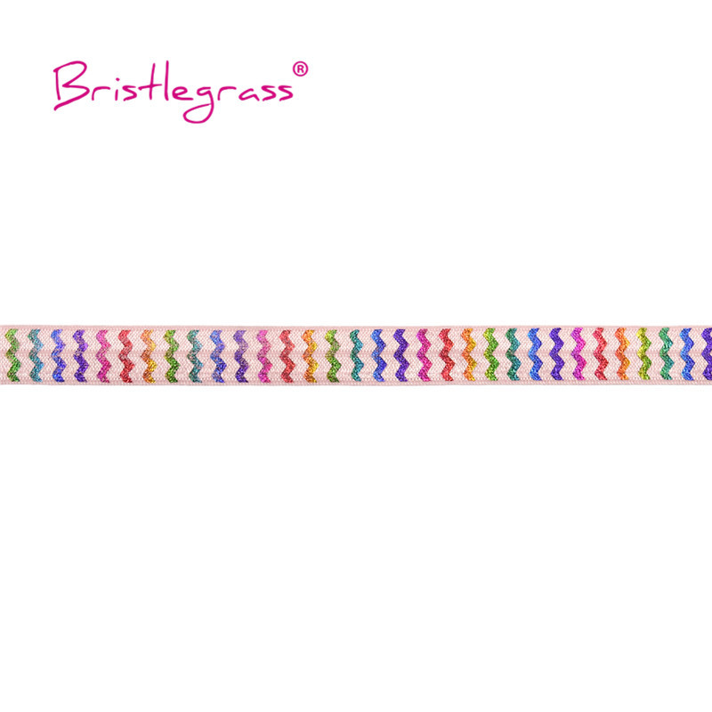 BISTLEGRASS 5 Yard 5/8" 15 mm Rainbow Chevron folijas apdruka, salokāma virs gumijas FOE spandeksa joslas matu kaklasaite galvas saite Tutu kleita šūšana