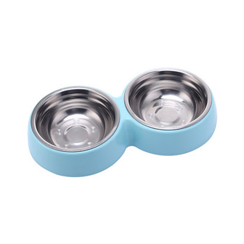 Двойна купа за храна за домашни любимци Съд за пиене от неръждаема стомана Храна за пиене на домашни любимци Храна за кучета Консумативи за хранене на кученца Храна за котенца Аксесоари за вода