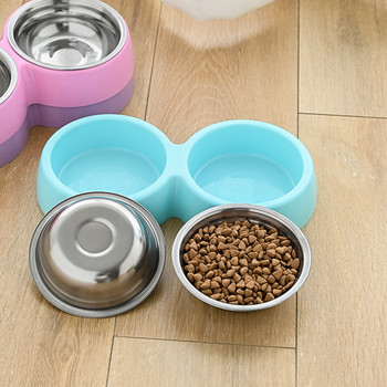 Διπλό μπολ για τροφές για κατοικίδια από ανοξείδωτο ατσάλι Ποτό σκεύη για κατοικίδια Τροφές για σκύλους Τροφές για σκύλους Τροφές για κουτάβια Αξεσουάρ νερού για γατάκια