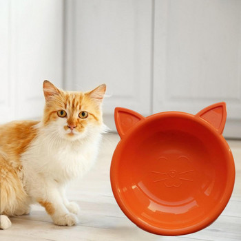 Μπολ τροφής κατοικίδιων ζώων Σχήμα προσώπου γάτας Μεγάλης χωρητικότητας Πιάτο τροφοδοσίας Μονόχρωμο μπολ τροφής για γάτες Τροφοδότης πόσιμου νερού για κατοικίδια για μικρό μπολ σκύλου