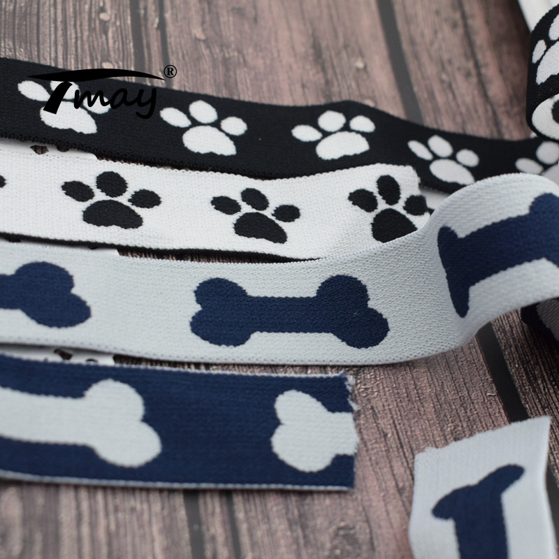 #2040 #2041 Mīksts pieskāriens Cute Pēdas Izšūti Melna Lenta Stretch Elastīgās Lentes Mežģīnes Lente DIY Apakšveļa Bikses Jostas