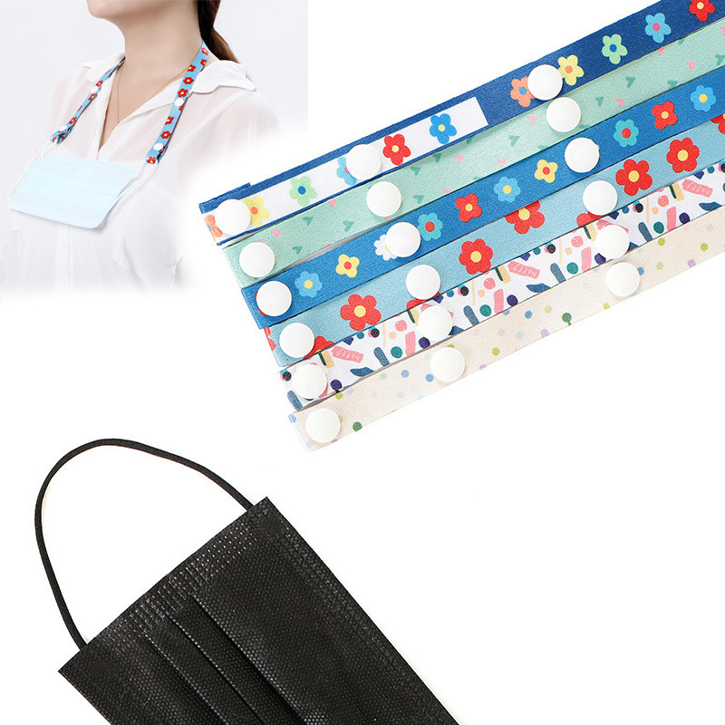 1gab Maskas iekarināšanas virve Jauka sejas maska štrope Maskas turētājs Regulējams Bezizsekots Ausu pakarināšanas virve Daudzkrāsaina āra bērnu bērniem