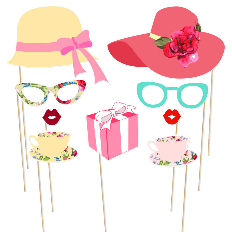 30 db kézi fotófülke Tea Party fotózás háttér Tea Party Selfie Favor