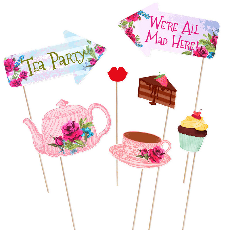 30 db kézi fotófülke Tea Party fotózás háttér Tea Party Selfie Favor