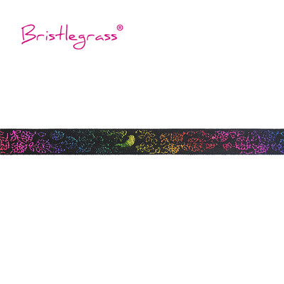 BISTLEGRASS 5 jardi 5/8" 15 mm varavīksnes ziedu putnu folijas apdruka, salokāma pāri elastīgai FOE spandeksa joslai, plaukstas locītavas matu kaklasaites kleitas šūšanas apdare