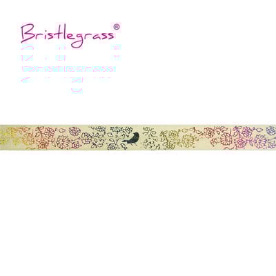 BISTLEGRASS 5 jardi 5/8" 15 mm varavīksnes ziedu putnu folijas apdruka, salokāma pāri elastīgai FOE spandeksa joslai, plaukstas locītavas matu kaklasaites kleitas šūšanas apdare