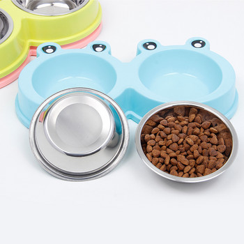 Cat Bowl Μπολ για σκύλους Πόσιμο νερό Ταΐζοντας Μονοκόμματο Διπλό Μπολ Κατοικίδιου από ανοξείδωτο ατσάλι Σχήμα Βάτραχου Μπολ για κατοικίδια Σκεύη τροφής για κατοικίδια Pet Pro