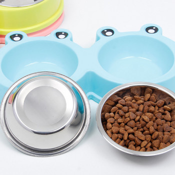 Cat Bowl Μπολ για σκύλους Πόσιμο νερό Ταΐζοντας Μονοκόμματο Διπλό Μπολ Κατοικίδιου από ανοξείδωτο ατσάλι Σχήμα Βάτραχου Μπολ για κατοικίδια Σκεύη τροφής για κατοικίδια Pet Pro