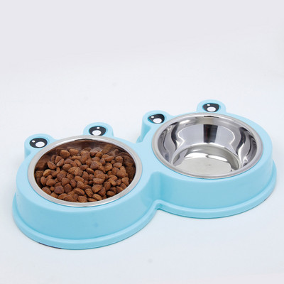 Cat Bowl Μπολ για σκύλους Πόσιμο νερό Ταΐζοντας Μονοκόμματο Διπλό Μπολ Κατοικίδιου από ανοξείδωτο ατσάλι Σχήμα Βάτραχου Μπολ για κατοικίδια Σκεύη τροφής για κατοικίδια Pet Pro
